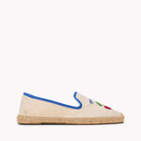 The Smoking Slipper - Embroidery / Ma Cherie - Ivory / Blue - Women's - Women's Espadrilles - Ivory / Blue - ET2C -