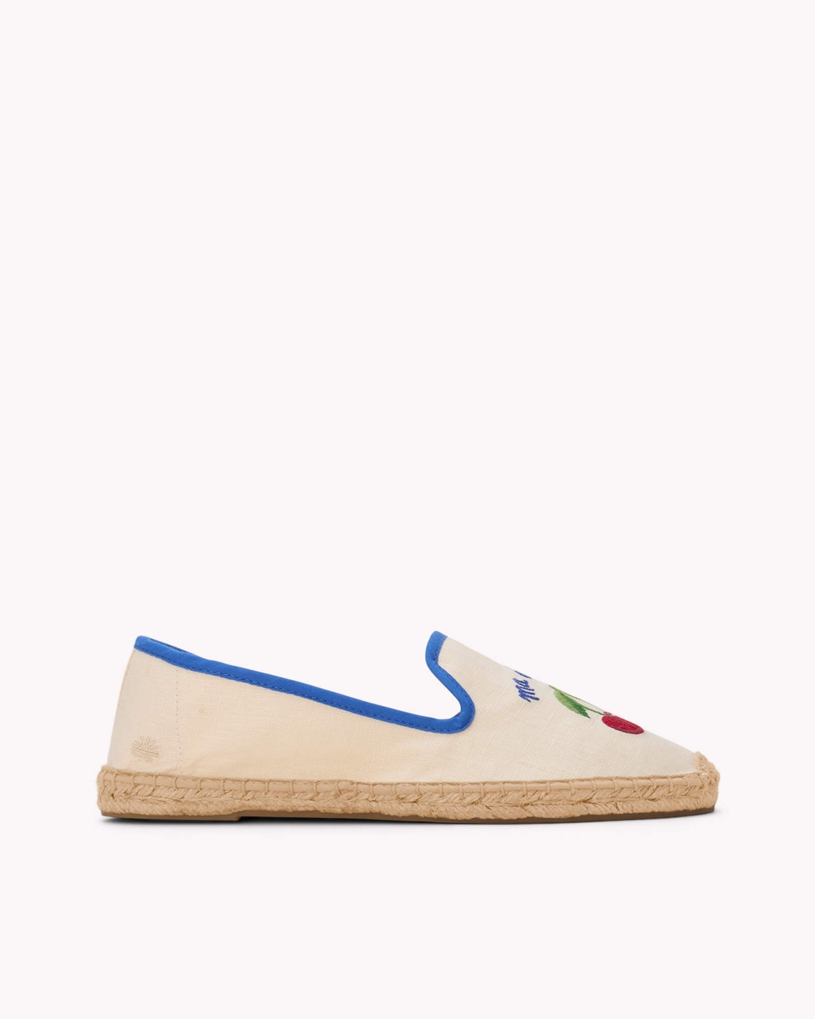 The Smoking Slipper - Embroidery / Ma Cherie - Ivory / Blue - Women's - Women's Espadrilles - Ivory / Blue - ET2C -
