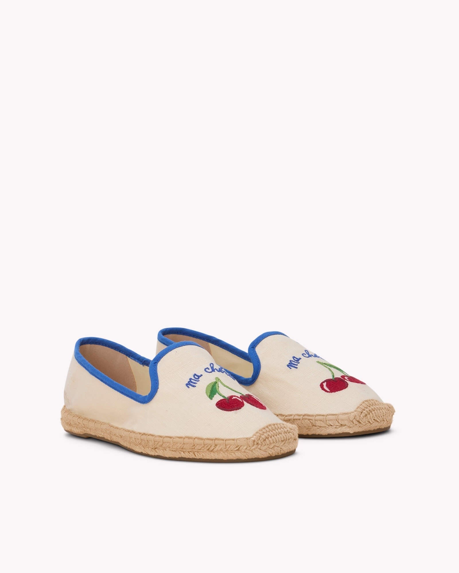 The Smoking Slipper - Embroidery / Ma Cherie - Ivory / Blue - Women's - Women's Espadrilles - Ivory / Blue - ET2C -