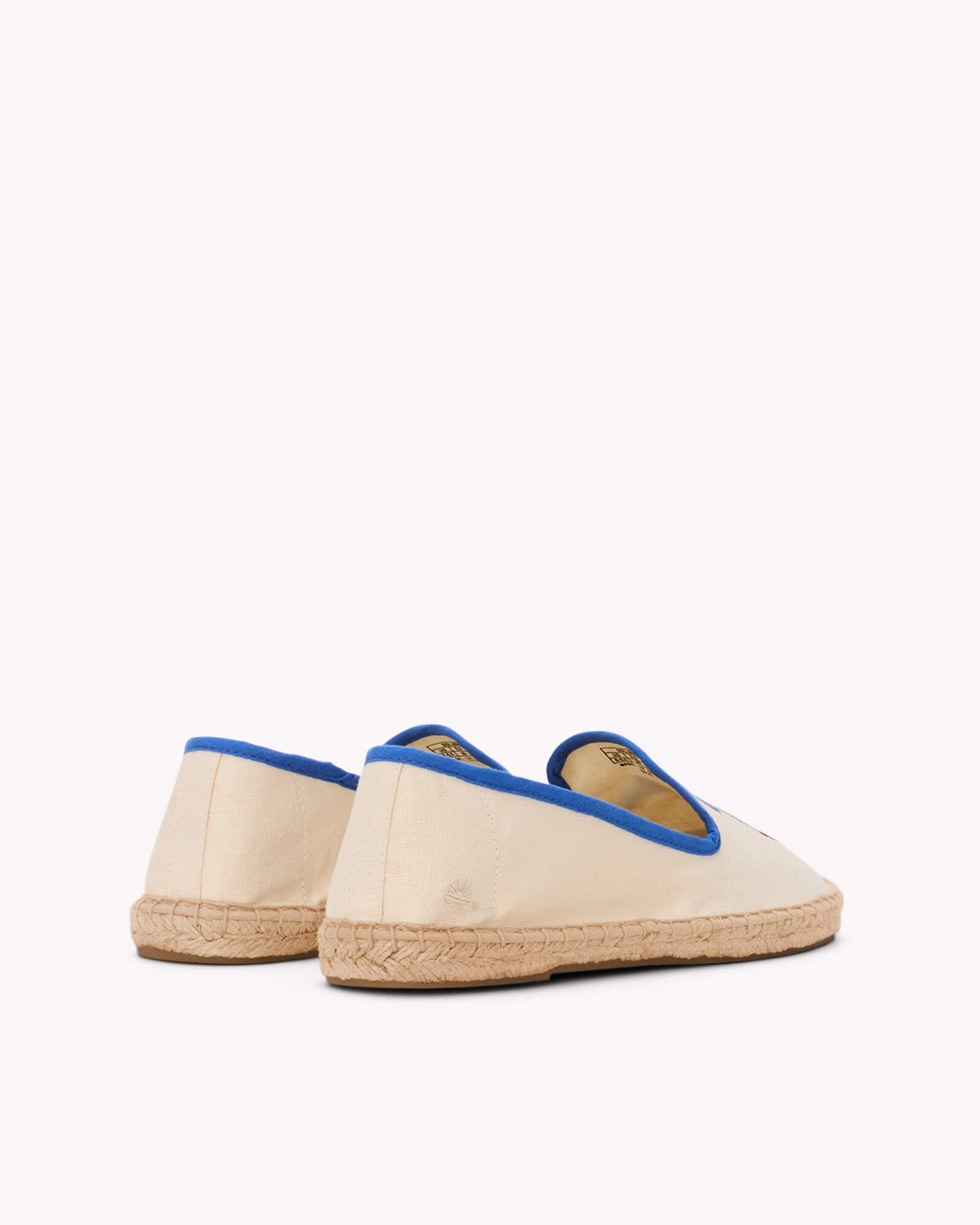The Smoking Slipper - Embroidery / Ma Cherie - Ivory / Blue - Women's - Women's Espadrilles - Ivory / Blue - ET2C -
