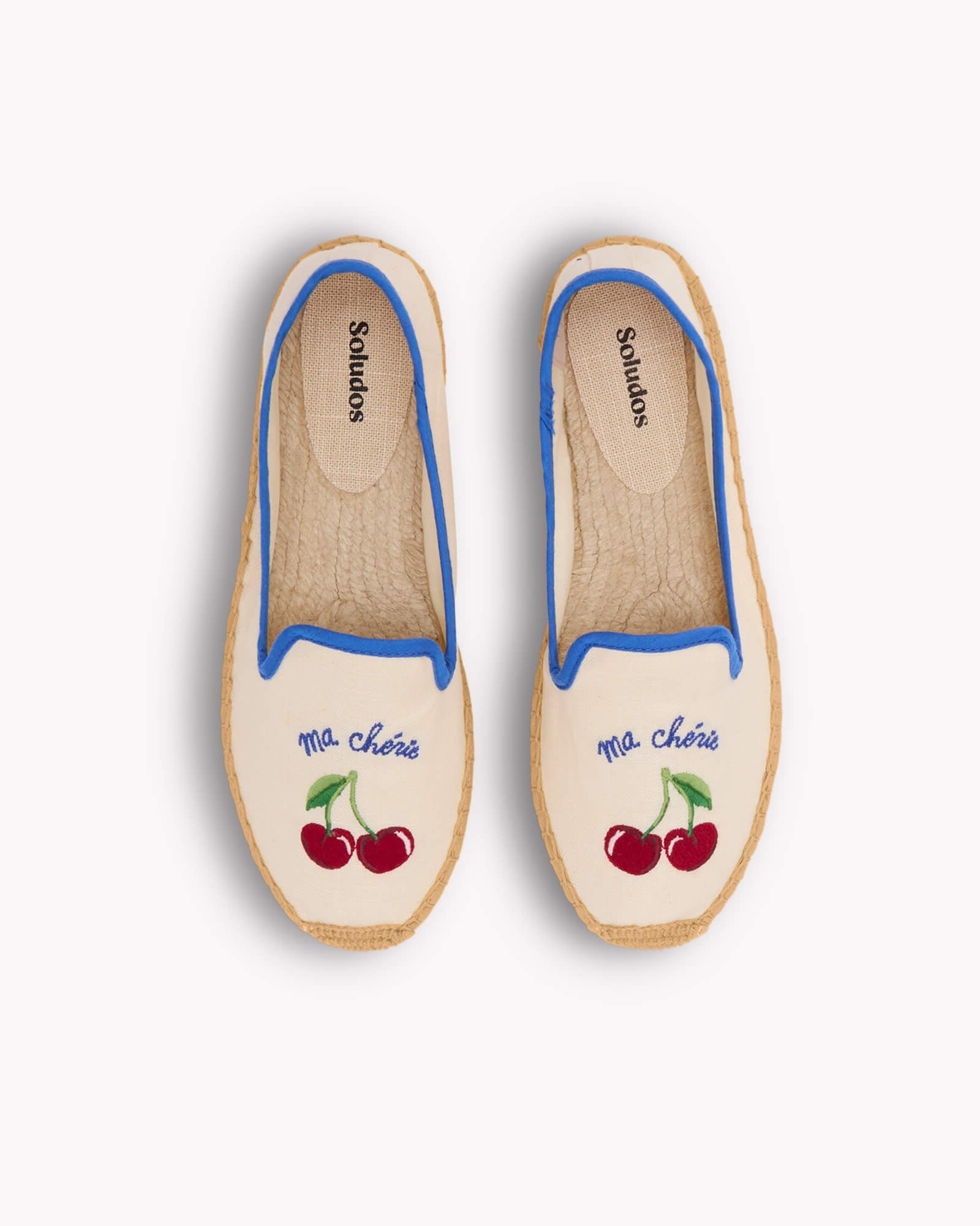 The Smoking Slipper - Embroidery / Ma Cherie - Ivory / Blue - Women's - Women's Espadrilles - Ivory / Blue - ET2C -
